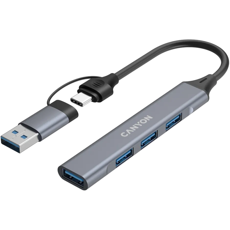 CANYON hub DS-02 4in1 USB-A/C Grey - 1
