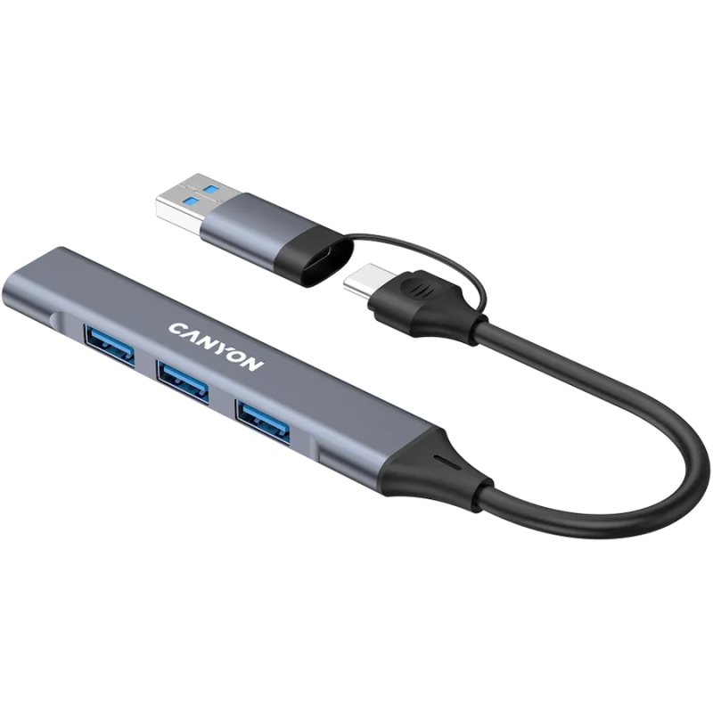 CANYON hub DS-02 4in1 USB-A/C Grey - 1