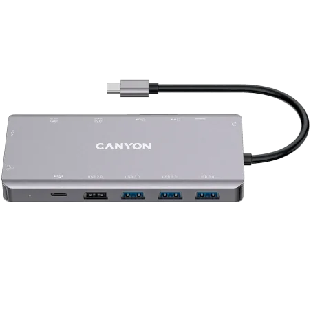 CANYON hub DS-12 13in1 4k USB-C Dark Grey - 1