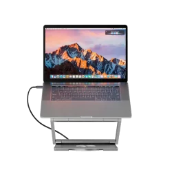 Canyon Laptop stands with hub, TYPE C F to HDMI2.0+2USB3.0+USBC3.0+RJ45+PD, TYEP C TO C cable 1m white with Emarker: HUSB332A, M