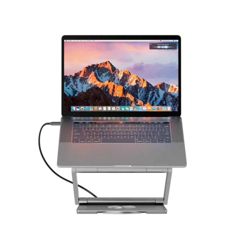 Canyon Laptop stands with hub, TYPE C F to HDMI2.0+2USB3.0+USBC3.0+RJ45+PD, TYEP C TO C cable 1m white with Emarker: HUSB332A, M