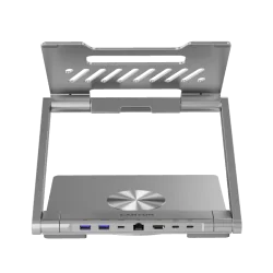 Canyon Laptop stands with hub, TYPE C F to HDMI2.0+2USB3.0+USBC3.0+RJ45+PD, TYEP C TO C cable 1m white with Emarker: HUSB332A, M