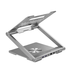 Canyon Laptop stands with hub, TYPE C F to HDMI2.0+2USB3.0+USBC3.0+RJ45+PD, TYEP C TO C cable 1m white with Emarker: HUSB332A, M