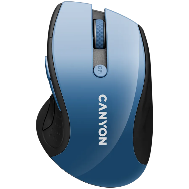 CANYON 2.4Ghz wireless mouse, optical tracking - blue LED, 6 buttons, DPI 1000/1200/1600, Blue Gray pearl glossy - 1