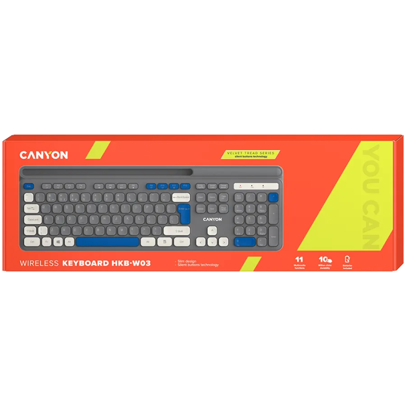 CANYON keyboard HKB-W03 EN AAA Wireless Grey - 1