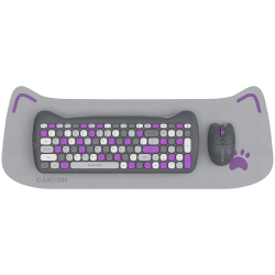 CANYON HSET-W6 EN Keyboard+Mouse Kitty Edition AAA+АА Wireless Violet - 1