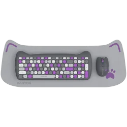 CANYON HSET-W6 EN Keyboard+Mouse Kitty Edition AAA+АА Wireless Violet - 1