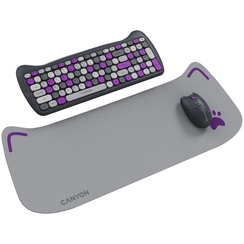 CANYON HSET-W6 EN Keyboard+Mouse Kitty Edition AAA+АА Wireless Violet - 1