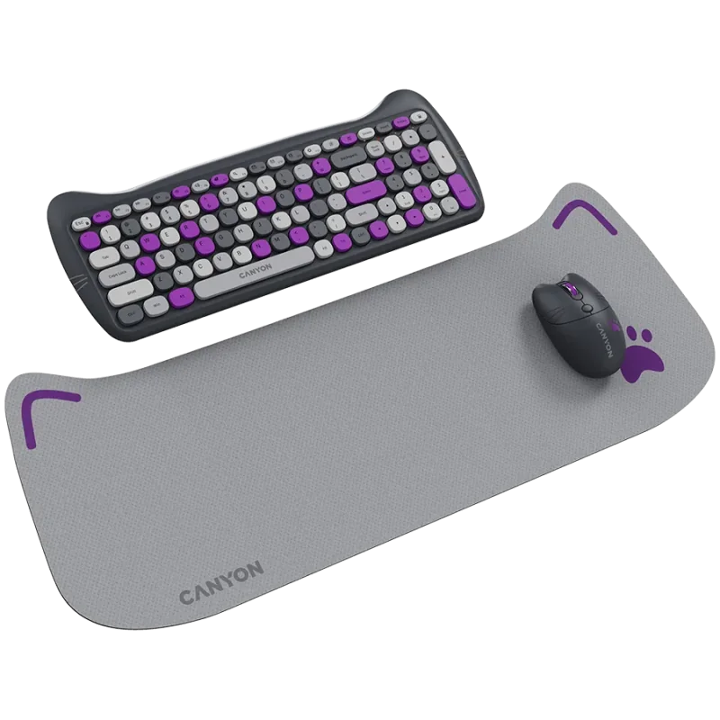 CANYON HSET-W6 EN Keyboard+Mouse Kitty Edition AAA+АА Wireless Violet - 1
