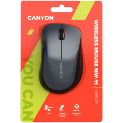 CANYON MW-11, 2.4 GHz Wireless mouse,with 3 buttons, DPI 1200, Battery:AAA*2pcs,Black,67*109*38mm,0.063kg - 6