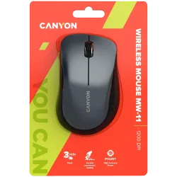 CANYON MW-11, 2.4 GHz Wireless mouse,with 3 buttons, DPI 1200, Battery:AAA*2pcs,Black,67*109*38mm,0.063kg - 6