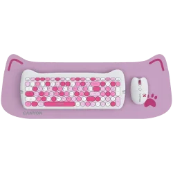 CANYON HSET-W6 EN Keyboard+Mouse Kitty Edition AAA+АА Wireless Pink - 1