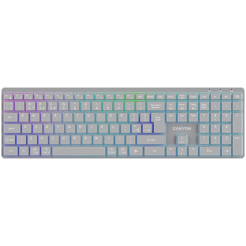 CANYON keyboard HKB-W11 UK/US RGB Dual Mode Wireless Grey - 1