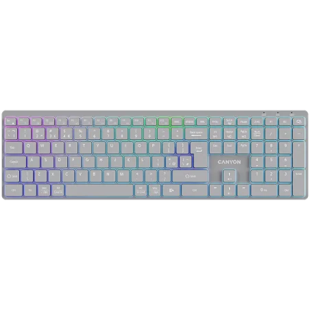 CANYON keyboard HKB-W11 UK/US RGB Dual Mode Wireless Grey - 1