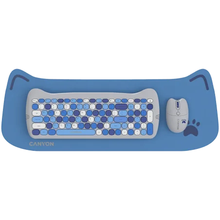 CANYON HSET-W6 EN Keyboard+Mouse Kitty Edition AAA+АА Wireless Blue - 1
