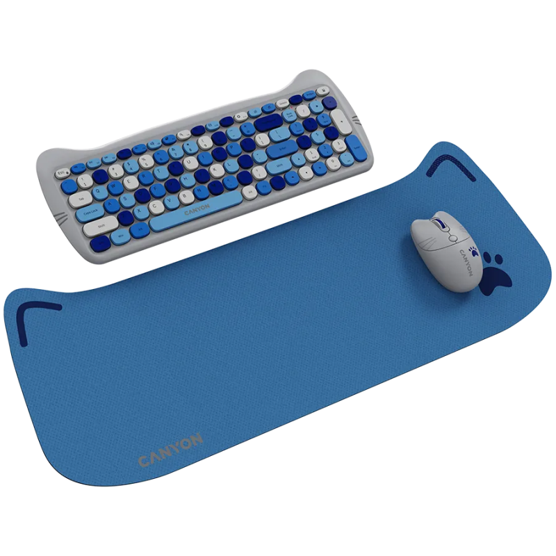 CANYON HSET-W6 EN Keyboard+Mouse Kitty Edition AAA+АА Wireless Blue - 1