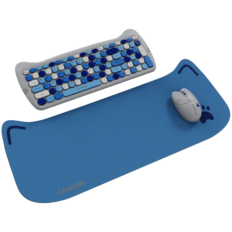 CANYON HSET-W6 EN Keyboard+Mouse Kitty Edition AAA+АА Wireless Blue - 1