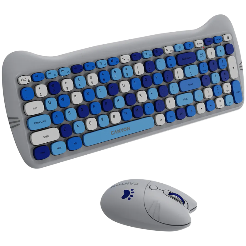 CANYON HSET-W6 EN Keyboard+Mouse Kitty Edition AAA+АА Wireless Blue - 1