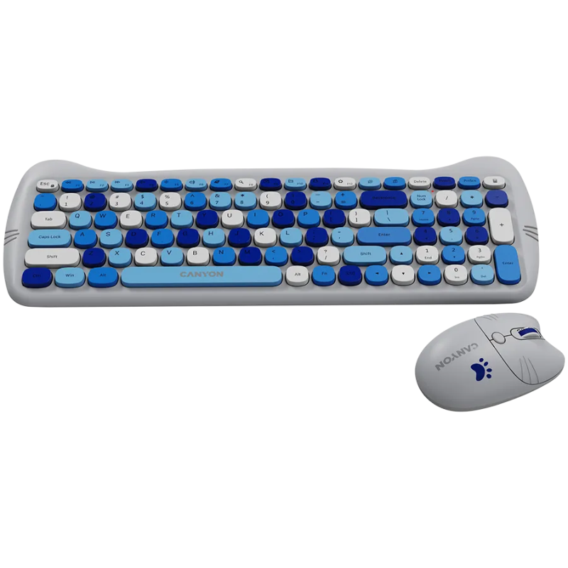CANYON HSET-W6 EN Keyboard+Mouse Kitty Edition AAA+АА Wireless Blue - 1
