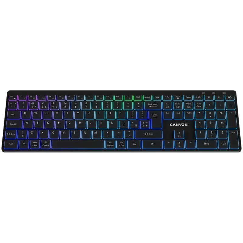 CANYON keyboard HKB-W11 UK/US RGB Dual Mode Wireless Black - 1