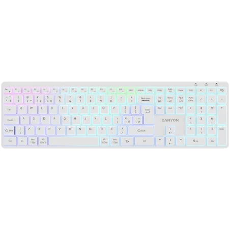 CANYON keyboard HKB-W11 UK/US RGB Dual Mode Wireless White - 1