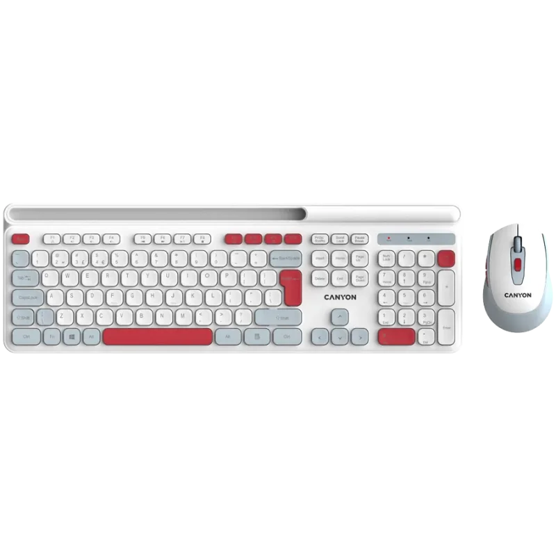 CANYON HSET-W5 EN Keyboard+Mouse AAA+AA Wireless White - 1