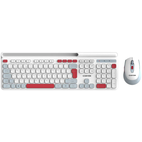 CANYON HSET-W5 EN Keyboard+Mouse AAA+AA Wireless White - 1