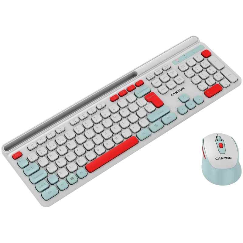 CANYON HSET-W5 EN Keyboard+Mouse AAA+AA Wireless White - 1