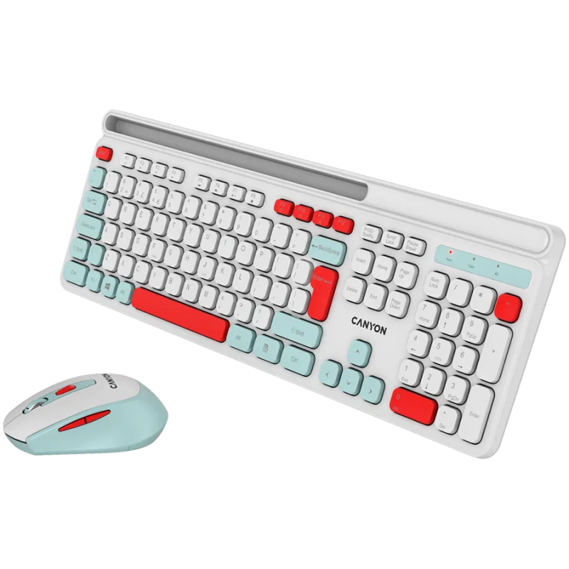 CANYON HSET-W5 EN Keyboard+Mouse AAA+AA Wireless White - 1