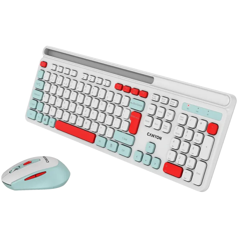 CANYON HSET-W5 EN Keyboard+Mouse AAA+AA Wireless White - 1