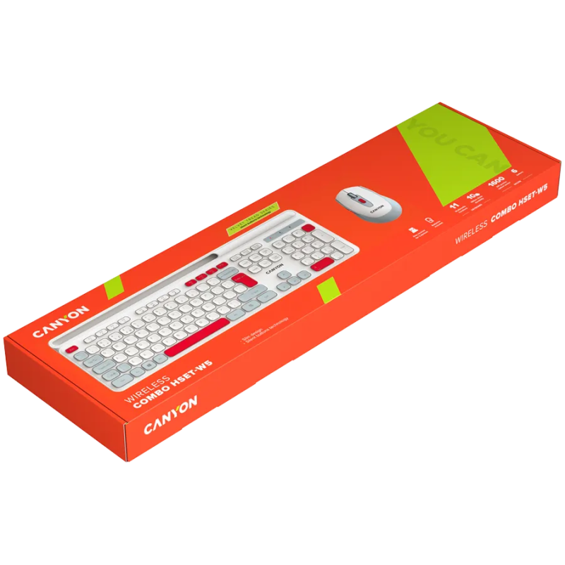 CANYON HSET-W5 EN Keyboard+Mouse AAA+AA Wireless White - 1