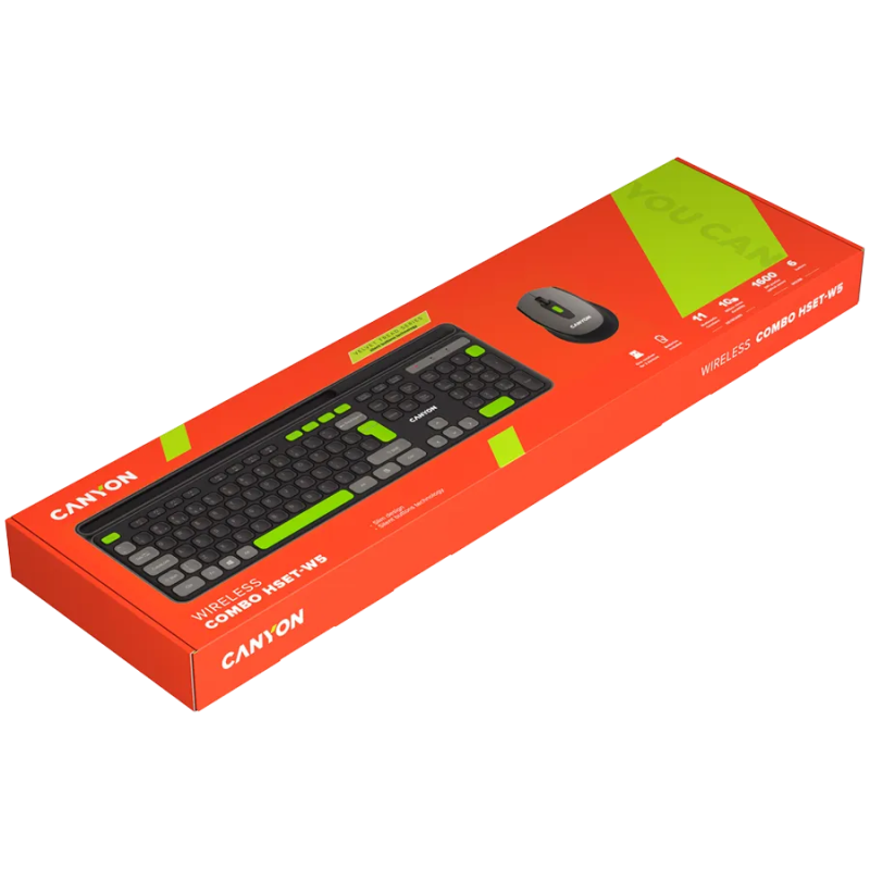 CANYON HSET-W5 EN Keyboard+Mouse AAA+AA Wireless Black - 1