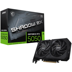 MSI Video Card NVIDIA GeForce RTX 5050 8G SHADOW 2X OC, 8GB GDDR6, 128-bit, 2602 MHz Boost, 2560 CUDA Cores, PCIe 5.0 (x8), 3x D
