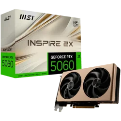 MSI Video Card NVIDIA GeForce RTX 5060 8G INSPIRE 2X OC, 8GB GDDR7, 128-bit, 2535 MHz Boost, 3840 CUDA Cores, PCIe 5.0 (x8), 3x 