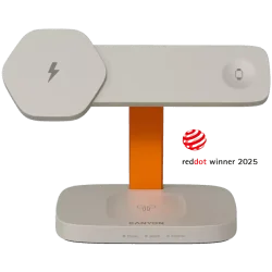 CANYON Wireless Charging Station Hexagon 310 3in1 LightGrey/Orange - 1