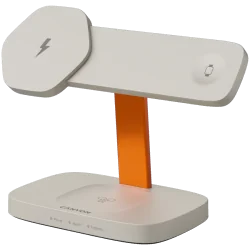 CANYON Wireless Charging Station Hexagon 310 3in1 LightGrey/Orange - 2