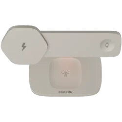 CANYON Wireless Charging Station Hexagon 310 3in1 LightGrey/Orange - 3