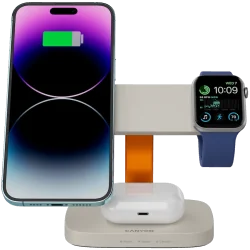 CANYON Wireless Charging Station Hexagon 310 3in1 LightGrey/Orange - 5