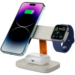 CANYON Wireless Charging Station Hexagon 310 3in1 LightGrey/Orange - 6
