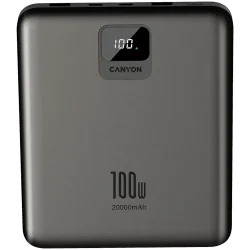 CANYON power bank PB-2008 LED FLAT 20000 mAh PD100W QC3.0 Dark Grey - 1