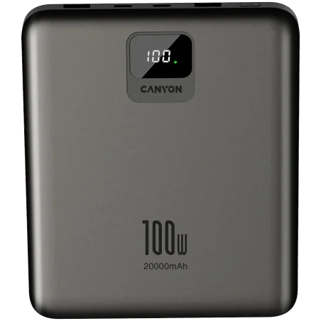 CANYON power bank PB-2008 LED FLAT 20000 mAh PD100W QC3.0 Dark Grey - 1