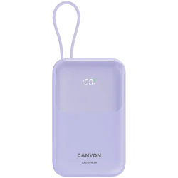 CANYON power bank OnPower 101 built-in cable 10000 mAh PD22.5W Purple - 1