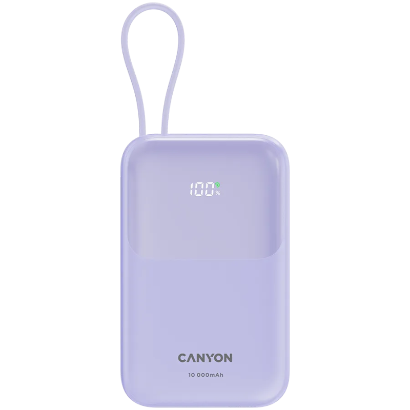 CANYON power bank OnPower 101 built-in cable 10000 mAh PD22.5W Purple - 1