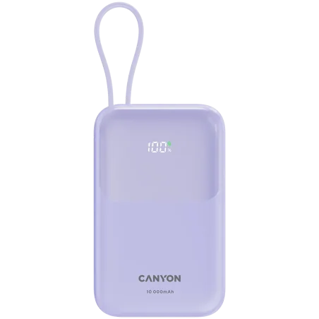 CANYON power bank OnPower 101 built-in cable 10000 mAh PD22.5W Purple - 1