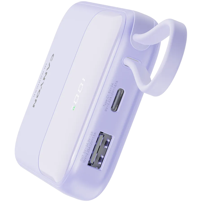CANYON power bank OnPower 101 built-in cable 10000 mAh PD22.5W Purple - 1