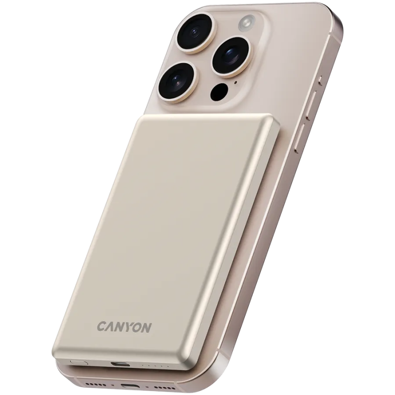 CANYON power bank OnPower 505 slim Magnetic 5000 mAh PD20W Beige - 1