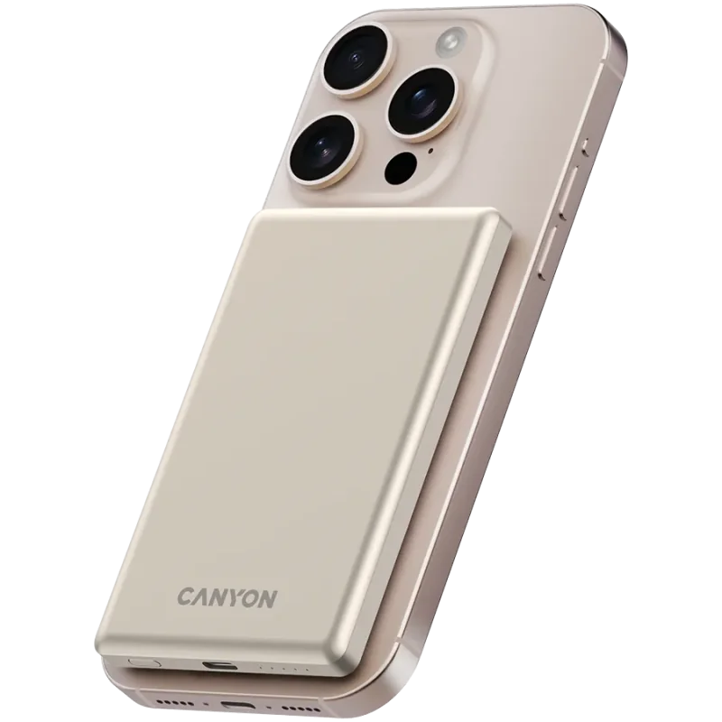 CANYON power bank OnPower 505 slim Magnetic 5000 mAh PD20W Beige - 1
