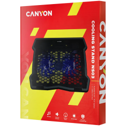 CANYON NS03, Cooling stand dual-fan with 2x2.0 USB hub, support up to 10”-15.6” laptop, ABS plastic and iron, Fans dimension:125