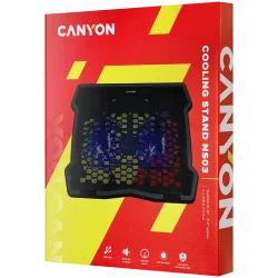 CANYON NS03, Cooling stand dual-fan with 2x2.0 USB hub, support up to 10”-15.6” laptop, ABS plastic and iron, Fans dimension:125