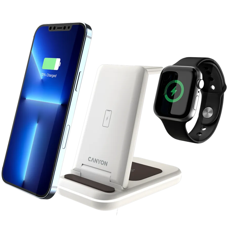 CANYON wireless charger WS-304 15W 3in1 Cosmic Latte - 1